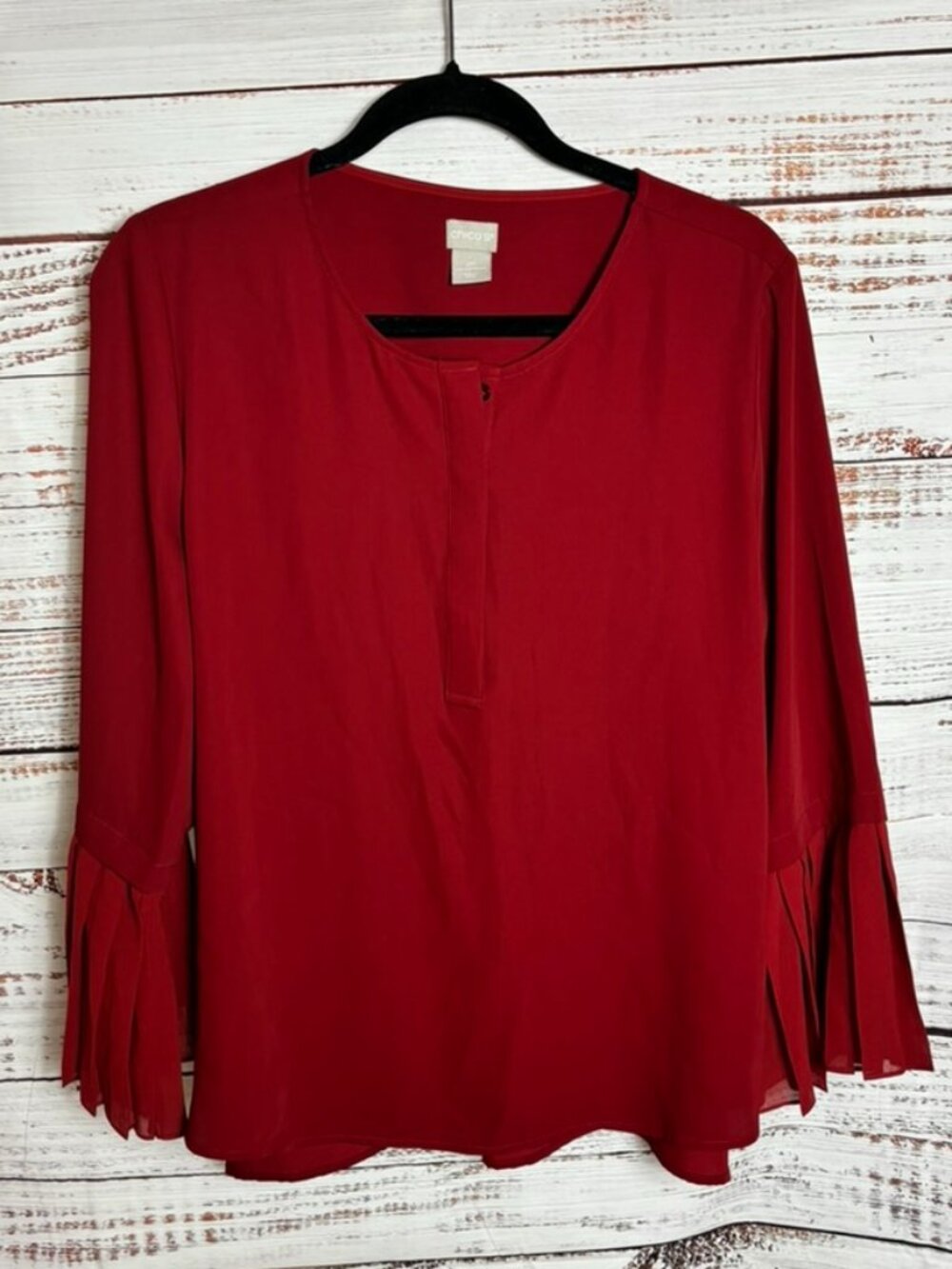 Chico’s women's long sleeve blouse cranberry color size 2P